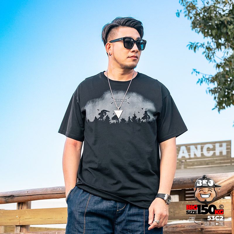 Áo thun tay ngắn vải cotton họa tiết silhouette rừng cây freedom style 1 Áo thun tay ngắn vải cotton họa tiết silhouette rừng cây freedom style