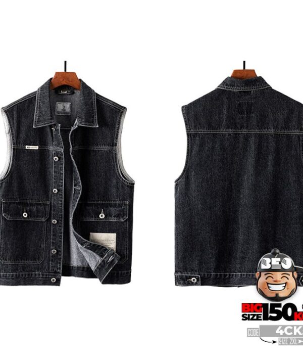 Áo khoác Ghile jean túi hợp logo phong cách amekaji 8 Áo khoác Ghile jean túi hợp logo phong cách amekaji 3