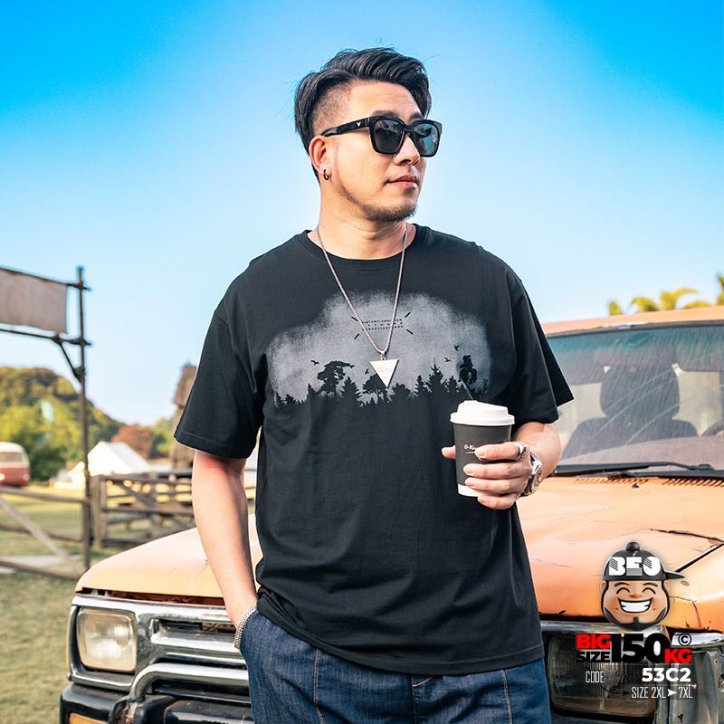 Áo thun tay ngắn vải cotton họa tiết silhouette rừng cây freedom style 2 Áo thun tay ngắn vải cotton họa tiết silhouette rừng cây freedom style - Ảnh 2