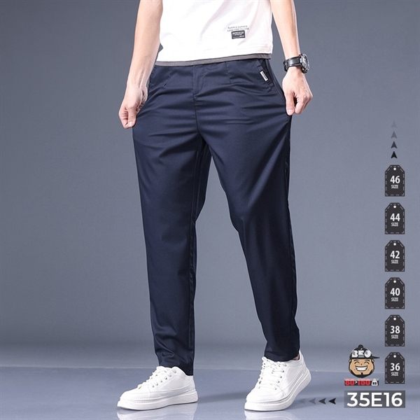 Quần dài kaki thun lưng thun ống đứng vải suông 4 Quần dài kaki thun lưng thun ống đứng vải suông - Ảnh 4