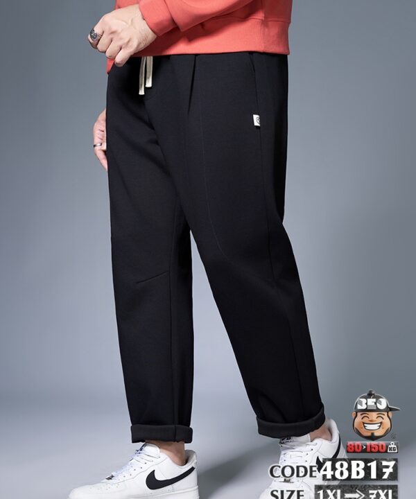 Alternative view of Quần dài jogger ông suông vải cotton chỉ nổi cong basic