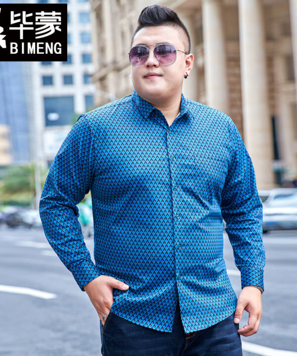 Áo sơ mi tay dài thanh lịch xanh họa tiết ớ