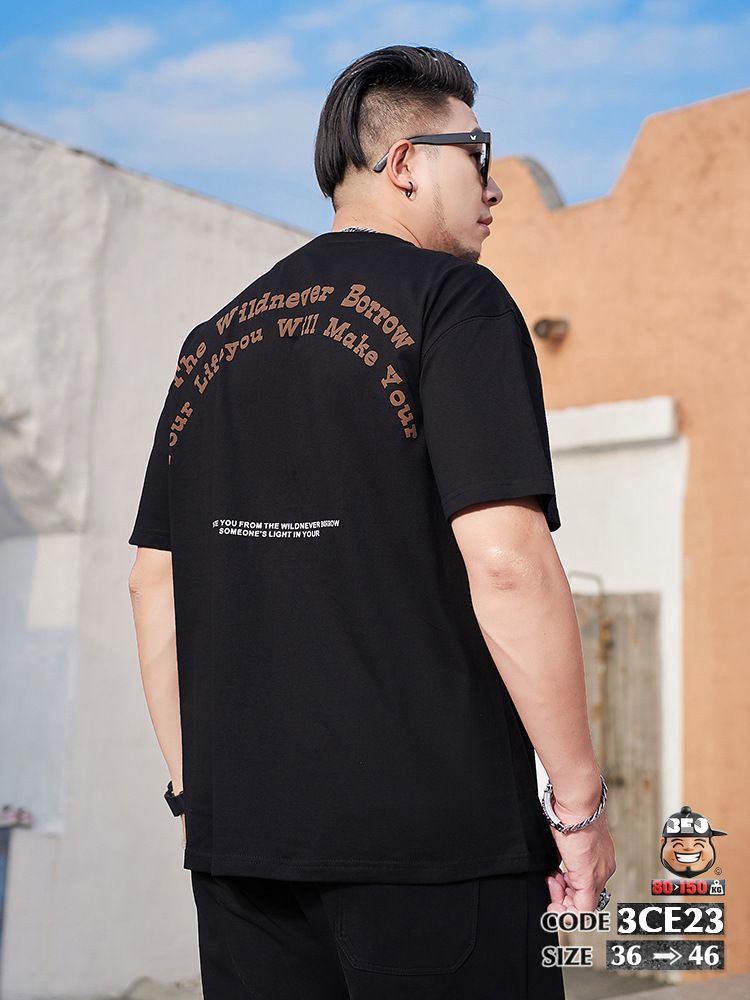 Áo thun tay ngắn cotton thun Chữ Nổi 3D 2 Áo thun tay ngắn cotton thun Chữ Nổi 3D - Ảnh 2