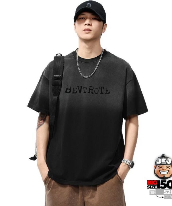 Áo Thun Tay Ngắn Cotton Gradient BEVTROTE Mềm Mại Retro Style 4