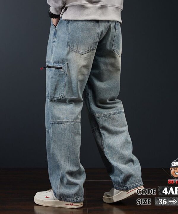 Alternative view of Quần dài jean baggy chỉ nổi phối túi cá tính