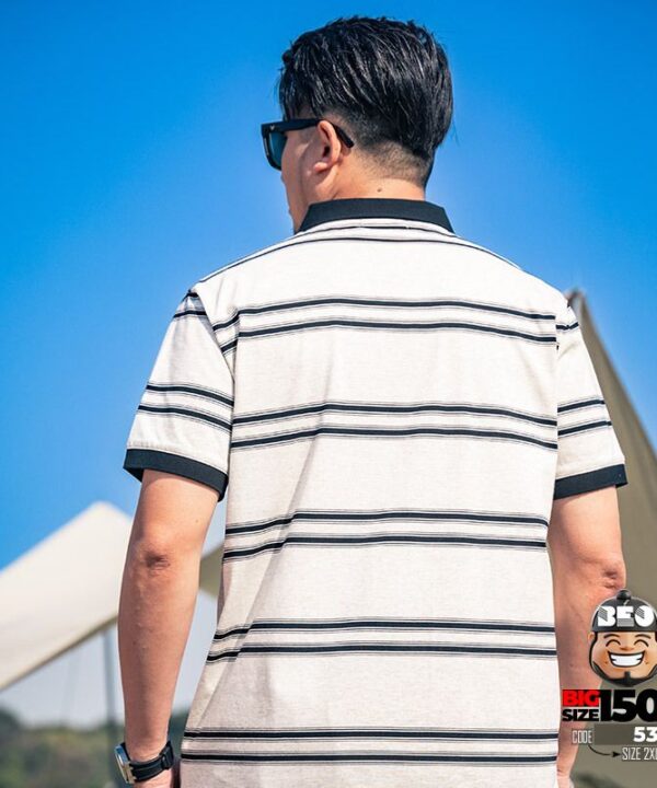 Áo thun Polo họa tiết sọc ngang tối giản thanh lịch trẻ trung 4