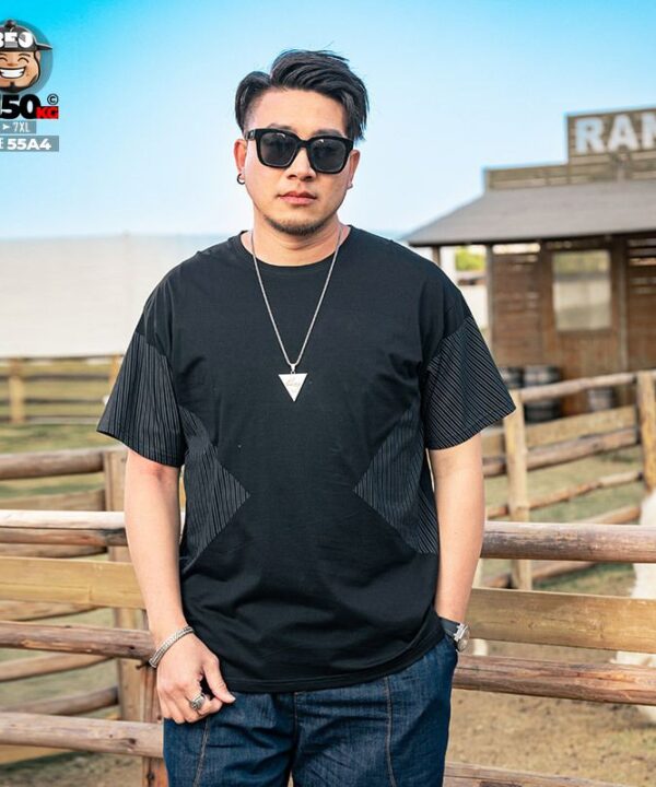 Alternative view of Áo thun tay ngắn tay ráp chiết eo sọc cá tính