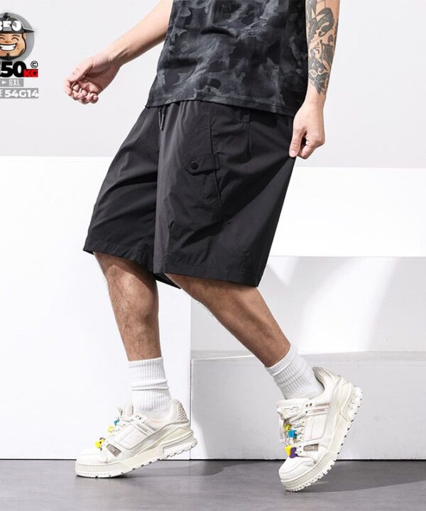 Alternative view of Quần short thun cool fabric oblique line phối túi xéo