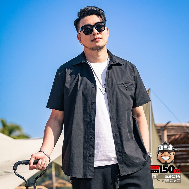 Áo sơ mi tay ngắn cotton kiểu khóa túi phong cách đường phố tối giản 2 Áo sơ mi tay ngắn cotton kiểu khóa túi phong cách đường phố tối giản - Ảnh 2