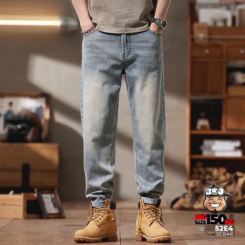 Quần dài jean thun giãn nhẹ wash bạc loang mạnh phong cách old school 1 Quần dài jean thun giãn nhẹ wash bạc loang mạnh phong cách old school