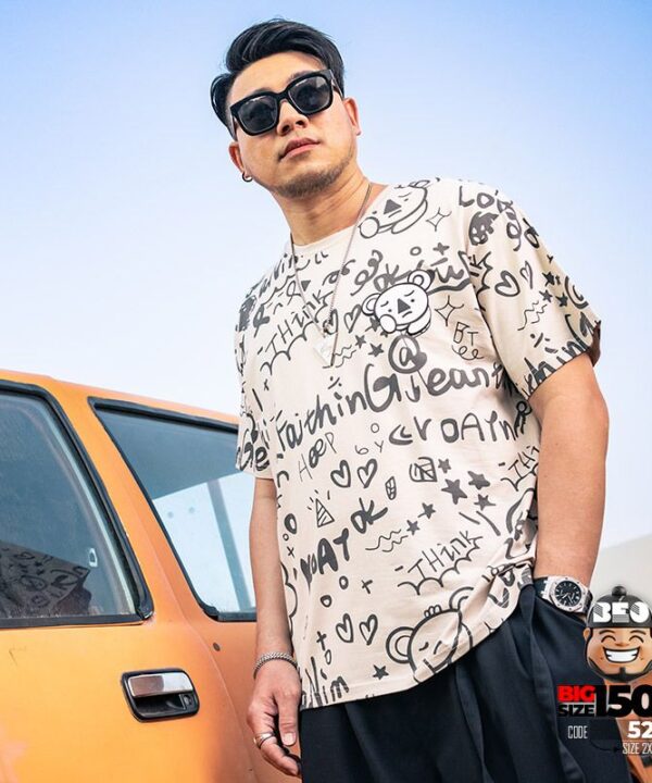 Áo thun tay ngắn in full họa tiết gấu graffiti streetwear style 8 Áo thun tay ngắn in full họa tiết gấu graffiti streetwear style 3