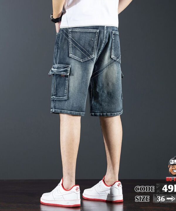 Alternative view of Quần ngắn jean túi hợp wax rách chỉ xéo cá tính