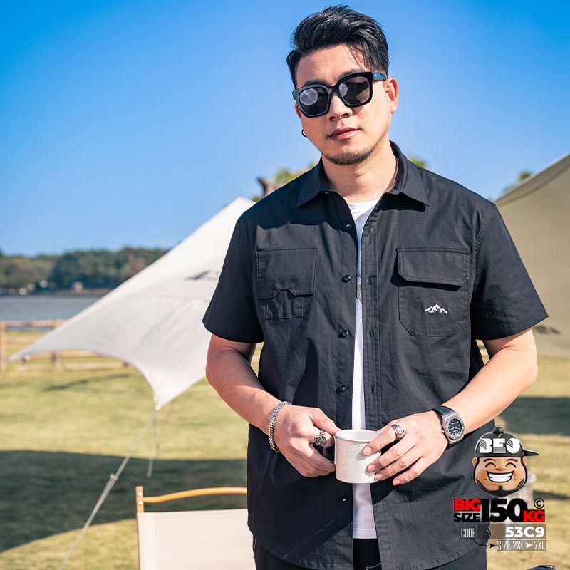 Áo sơ mi tay ngắn cotton phối túi kiểu icon mountain phong cách tối giản 3 Áo sơ mi tay ngắn cotton phối túi kiểu icon mountain phong cách tối giản - Ảnh 3