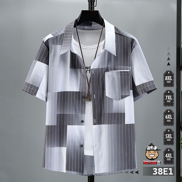 Áo sơ mi tay ngắn những mảng chữ nhật phong cách nhật 1 Áo sơ mi tay ngắn những mảng chữ nhật phong cách nhật