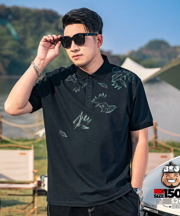 Áo thun tay ngắn Polo họa tiết lá rơi quanh vai 8 Áo thun tay ngắn Polo họa tiết lá rơi quanh vai 3