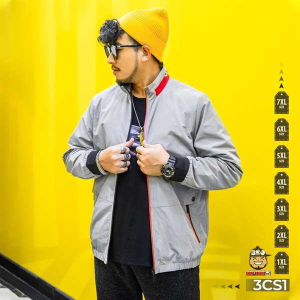 Áo khoác bomber dù viền chỉ đỏ tối giản