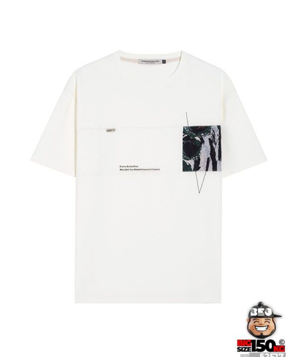 Áo thun tay ngắn phối vải họa tiết ở ngực với đường chỉ V line cá tính 9 Áo thun tay ngắn phối vải họa tiết ở ngực với đường chỉ V line cá tính 4