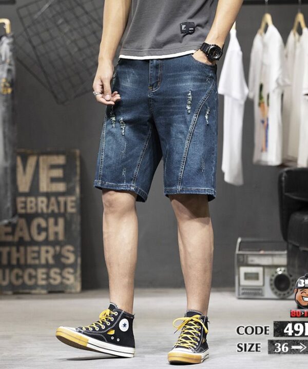 Quần ngắn jean túi hợp phối các khối túi wax rách nhẹ cá tính 4