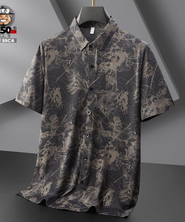 Alternative view of Áo sơ mi tay ngắn cotton co giãn business casual style họa tiết cá tính