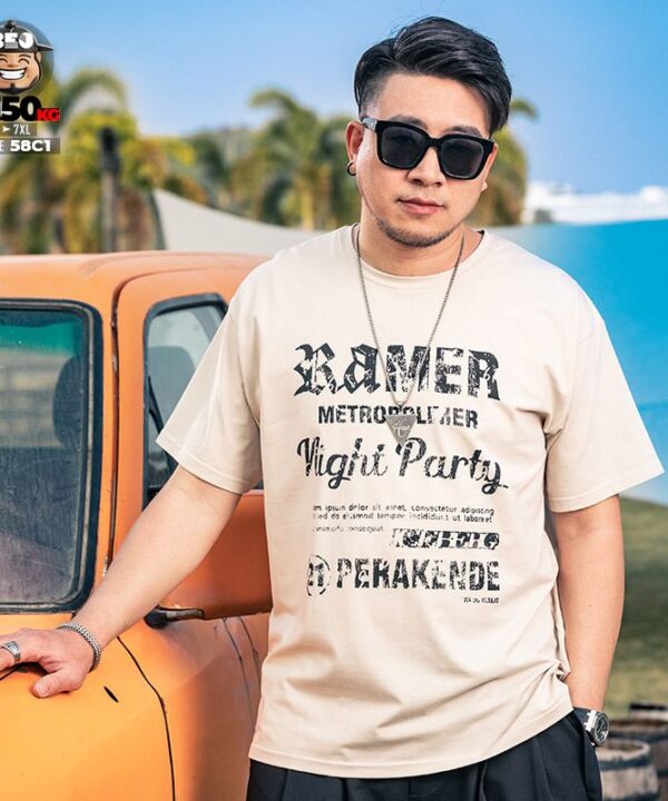 Áo thun tay ngắn họa tiết chữ Ramer Wight Party 4