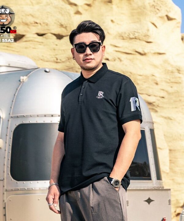 Áo thun tay ngắn Polo cotton double R họa tiết tay áo 8 Áo thun tay ngắn Polo cotton double R họa tiết tay áo 3