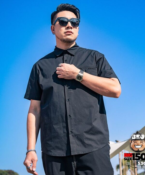 Áo sơ mi tay ngắn cotton kiểu khóa túi phong cách đường phố tối giản 8 Áo sơ mi tay ngắn cotton kiểu khóa túi phong cách đường phố tối giản 3