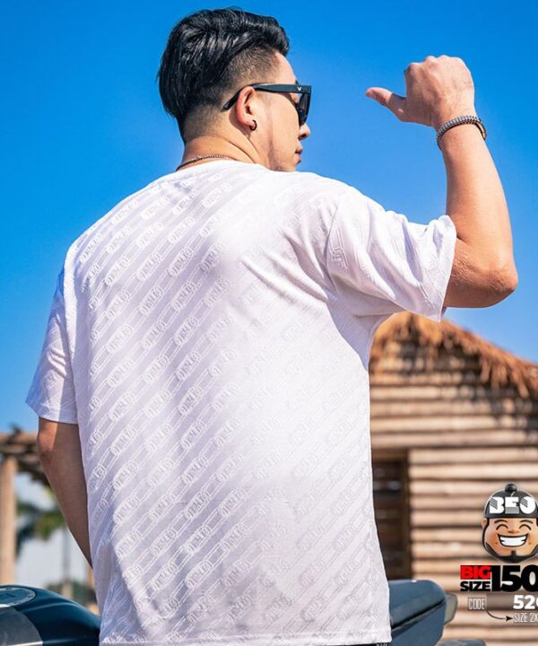 Áo thun tay ngắn thun lạnh vải jacquard in chìm thoáng mát 9 Áo thun tay ngắn thun lạnh vải jacquard in chìm thoáng mát 4