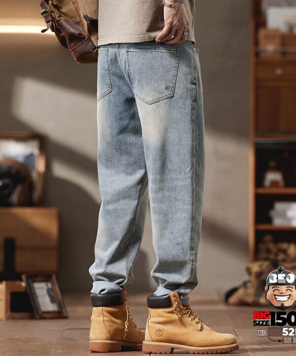 Quần dài jean thun giãn nhẹ wash bạc loang mạnh phong cách old school 8 Quần dài jean thun giãn nhẹ wash bạc loang mạnh phong cách old school 3