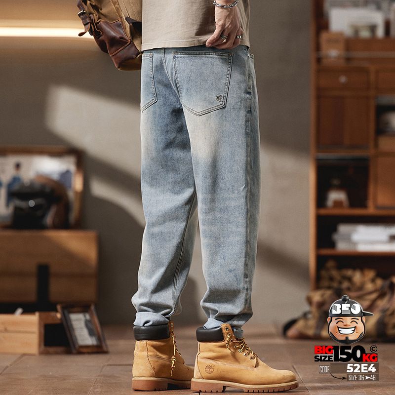 Quần dài jean thun giãn nhẹ wash bạc loang mạnh phong cách old school 4 Quần dài jean thun giãn nhẹ wash bạc loang mạnh phong cách old school - Ảnh 4