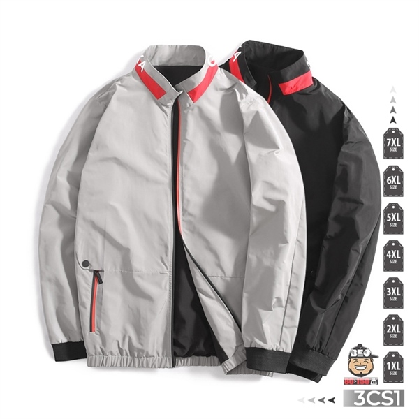 Alternative view of Áo khoác bomber dù viền chỉ đỏ tối giản