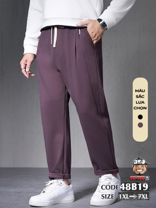 Quần dài jogger ông suông vải cotton chỉ nổi xiêng Reruowb 1