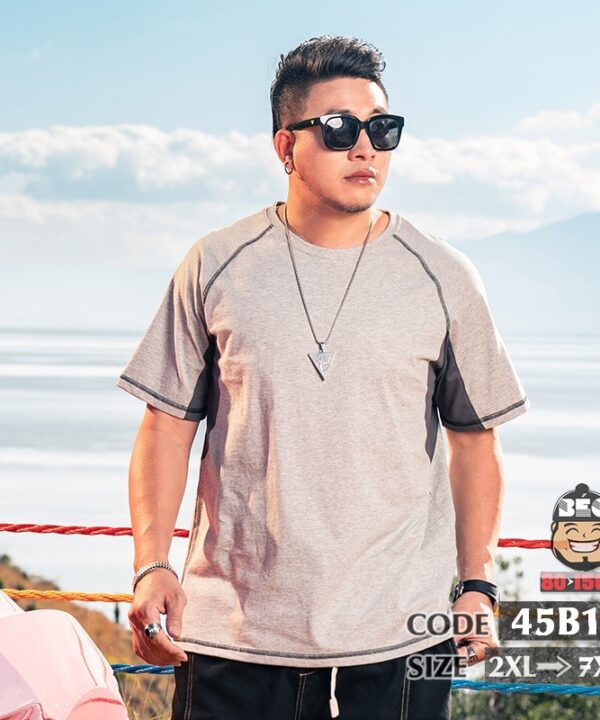 Áo thun tay ngắn cotton thun Tay chữ viền bigsize