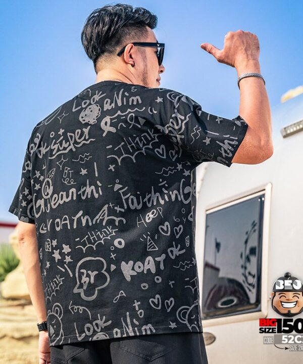 Áo thun tay ngắn in full họa tiết gấu graffiti streetwear style 7 Áo thun tay ngắn in full họa tiết gấu graffiti streetwear style 2