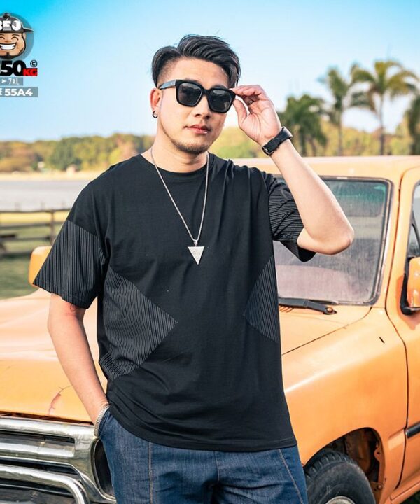 Áo thun tay ngắn tay ráp chiết eo sọc cá tính 7 Áo thun tay ngắn tay ráp chiết eo sọc cá tính 2