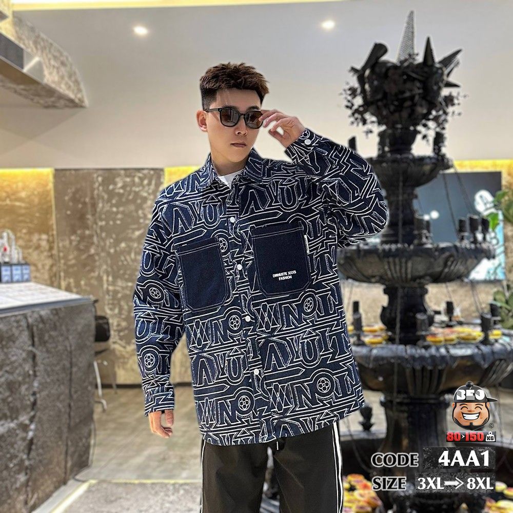 Áo khoác jean kiểu typogarphic words phối túi 1 Áo khoác jean kiểu typogarphic words phối túi