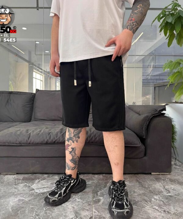 Quần short thun cotton ráp phối 3 sọc 2 side band style