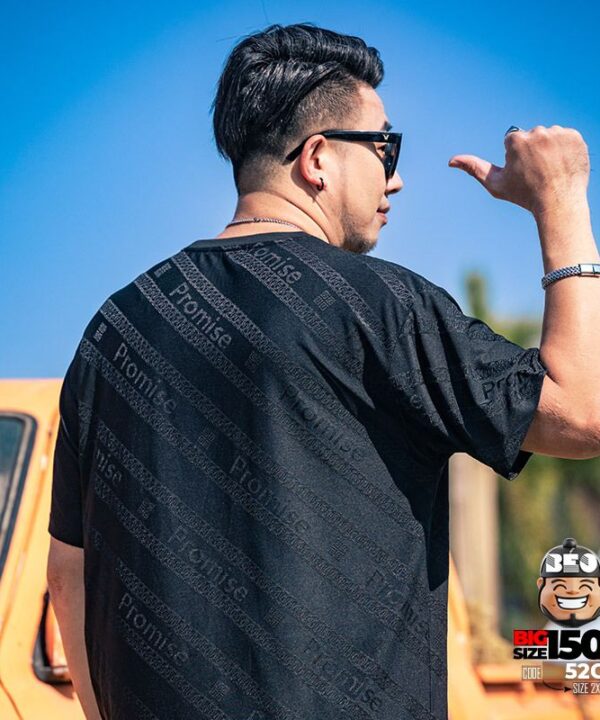 Áo thun tay ngắn thun lạnh vải jacquard promise in chìm thông thoáng 7 Áo thun tay ngắn thun lạnh vải jacquard promise in chìm thông thoáng 2