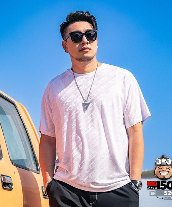 Áo thun tay ngắn thun lạnh vải jacquard in chìm thoáng mát 8 Áo thun tay ngắn thun lạnh vải jacquard in chìm thoáng mát 3