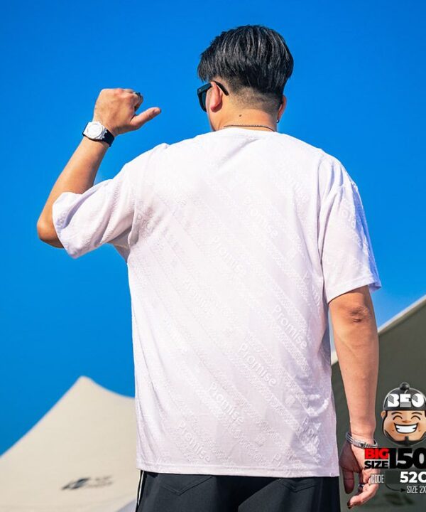 Áo thun tay ngắn thun lạnh vải jacquard promise in chìm thông thoáng 8 Áo thun tay ngắn thun lạnh vải jacquard promise in chìm thông thoáng 3