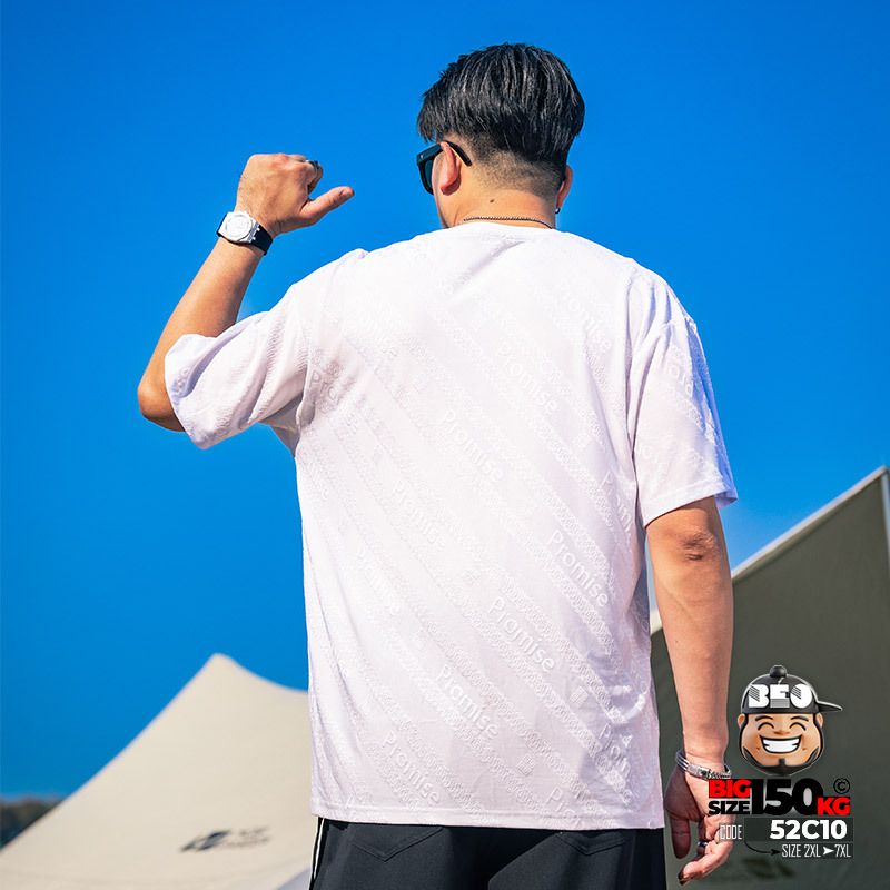 Áo thun tay ngắn thun lạnh vải jacquard promise in chìm thông thoáng 4 Áo thun tay ngắn thun lạnh vải jacquard promise in chìm thông thoáng - Ảnh 4