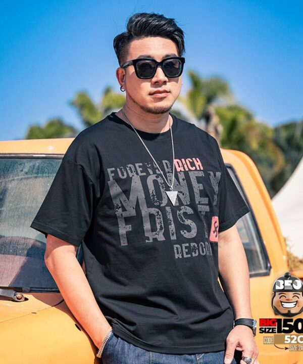 Áo thun tay ngắn in chữ Money Frist AL Rich trước và sau áo 8 Áo thun tay ngắn in chữ Money Frist AL Rich trước và sau áo 3