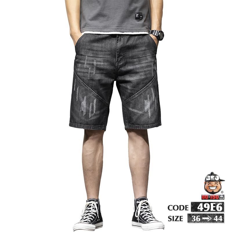 Quần ngắn jean kiểu wax mèo cào phối chỉ nổi tạo chữ V 4 Quần ngắn jean kiểu wax mèo cào phối chỉ nổi tạo chữ V - Ảnh 4