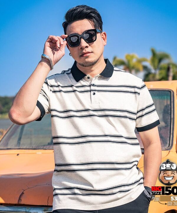 Alternative view of Áo thun Polo họa tiết sọc ngang tối giản thanh lịch trẻ trung