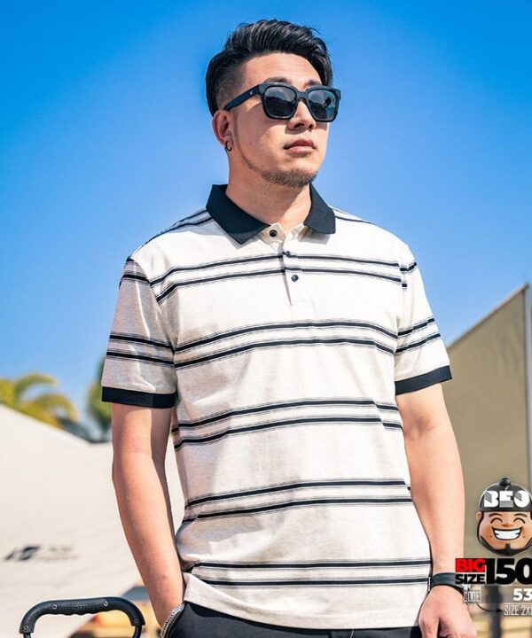 Áo thun Polo họa tiết sọc ngang tối giản thanh lịch trẻ trung 3