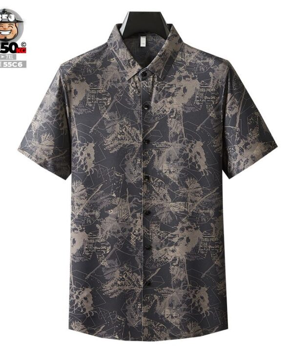 Áo sơ mi tay ngắn cotton co giãn business casual style họa tiết cá tính 4