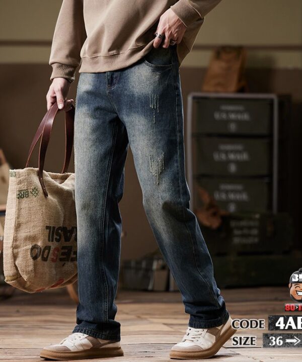 Quần dài jean ống suông wax cat whiskers 9 Quần dài jean ống suông wax cat whiskers 4
