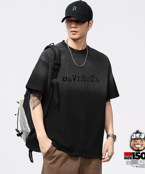 Áo Thun Tay Ngắn Cotton Gradient BEVTROTE Mềm Mại Retro Style 2