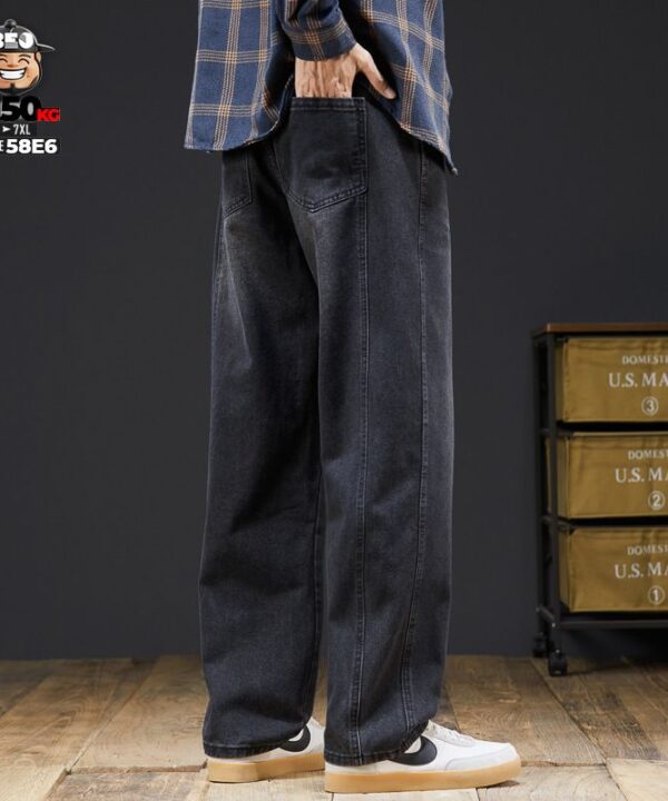 Quần dài jean ống suông lưng thun kết hợp wash whisker tide 19 Quần dài jean ống suông lưng thun kết hợp wash whisker tide 14