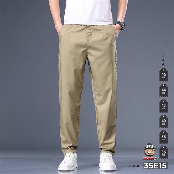 Quần dài kaki thun lưng thun ống đứng vải suông 3 Quần dài kaki thun lưng thun ống đứng vải suông - Ảnh 3