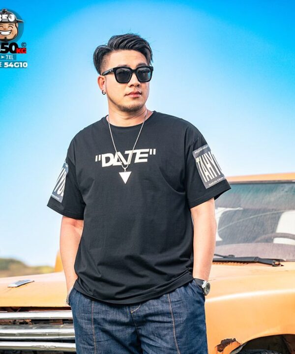 Áo thun tay ngắn thun cotton họa tiết Date cách điệu tay áo 9 Áo thun tay ngắn thun cotton họa tiết Date cách điệu tay áo 4